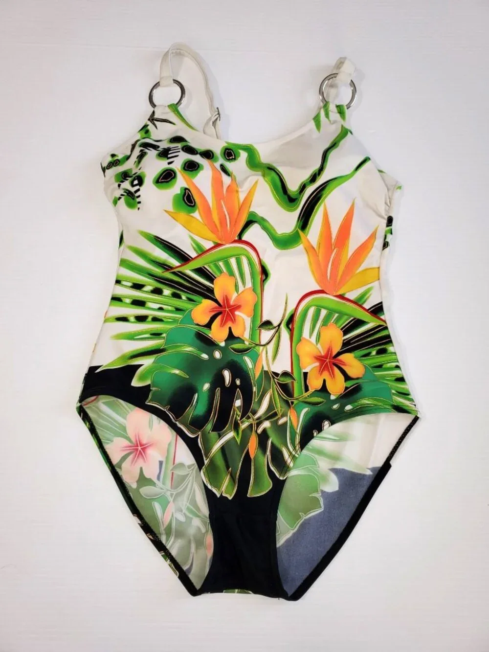 Ingear Women's One Piece Swimsuit Hawaiian Flowers Print Size 10 1208 - Picture 4 of 11